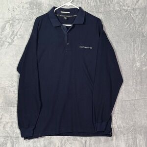 Porsche Branded Navy Long Sleeved Collared Polo Shirt Size Large